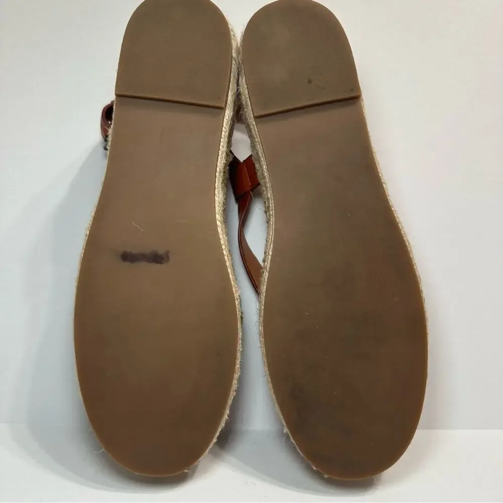 Madewell the Malia Espadrille Sandals US 9.5 Caramel Strappy Leather Platform